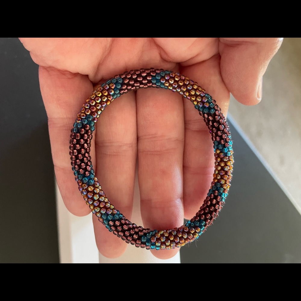 Hand beaded glass bracelet